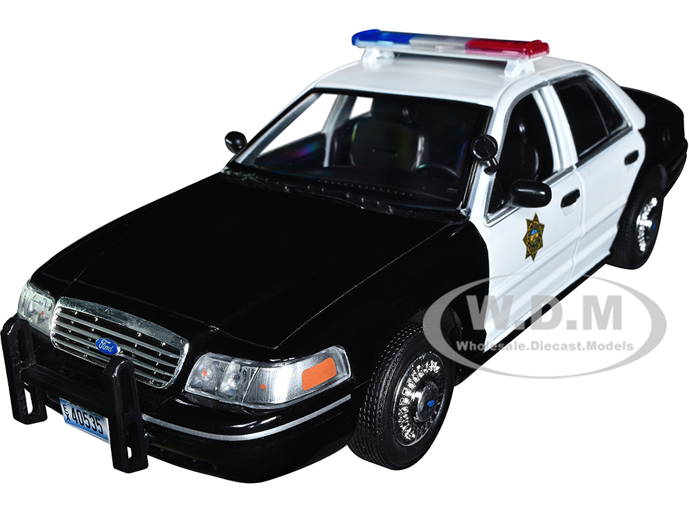 1998 Ford Crown Victoria Police Interceptor Black and White Reno Sheriffs Department Lieutenant Jim Dangle Reno 911 (2003-2009) TV Series 1/24 Diecast Model Car by Greenlight