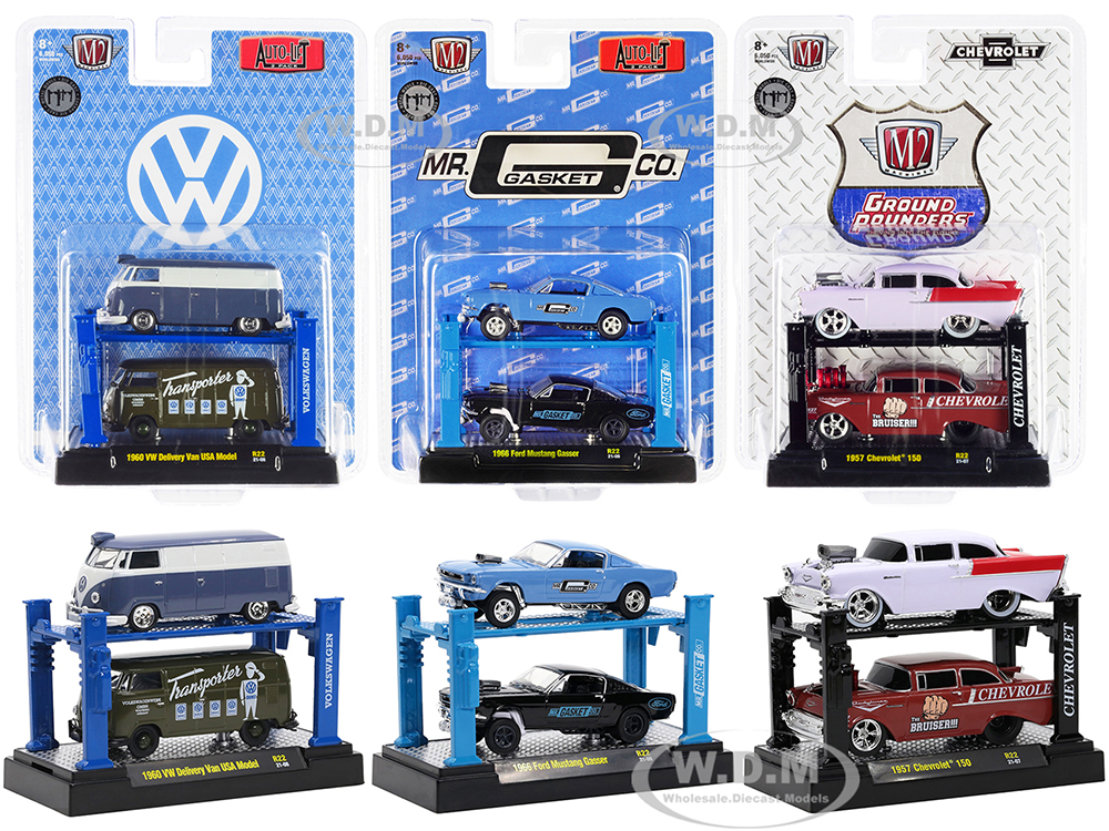 "Auto Lifts" Set of 6 pieces Series 22 Limited Edition to 6050 pieces Worldwide 1/64 Diecast Model Cars by M2 Machines