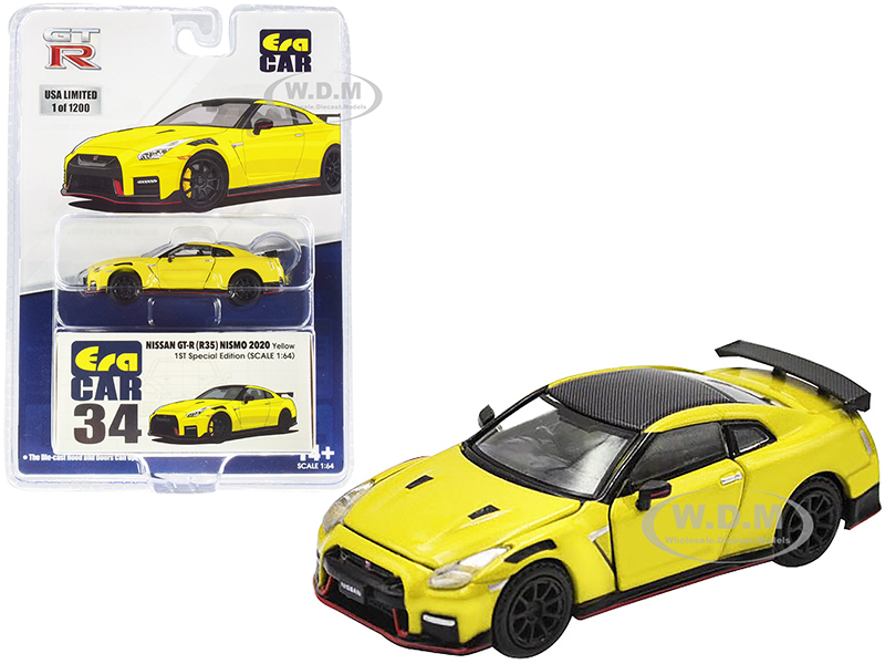 2020 Nissan GT-R (R35) Nismo RHD (Right Hand Drive) Yellow with Carbon Top Limited Edition to 1200 pieces "Special Edition" 1/64 Diecast Model Car by