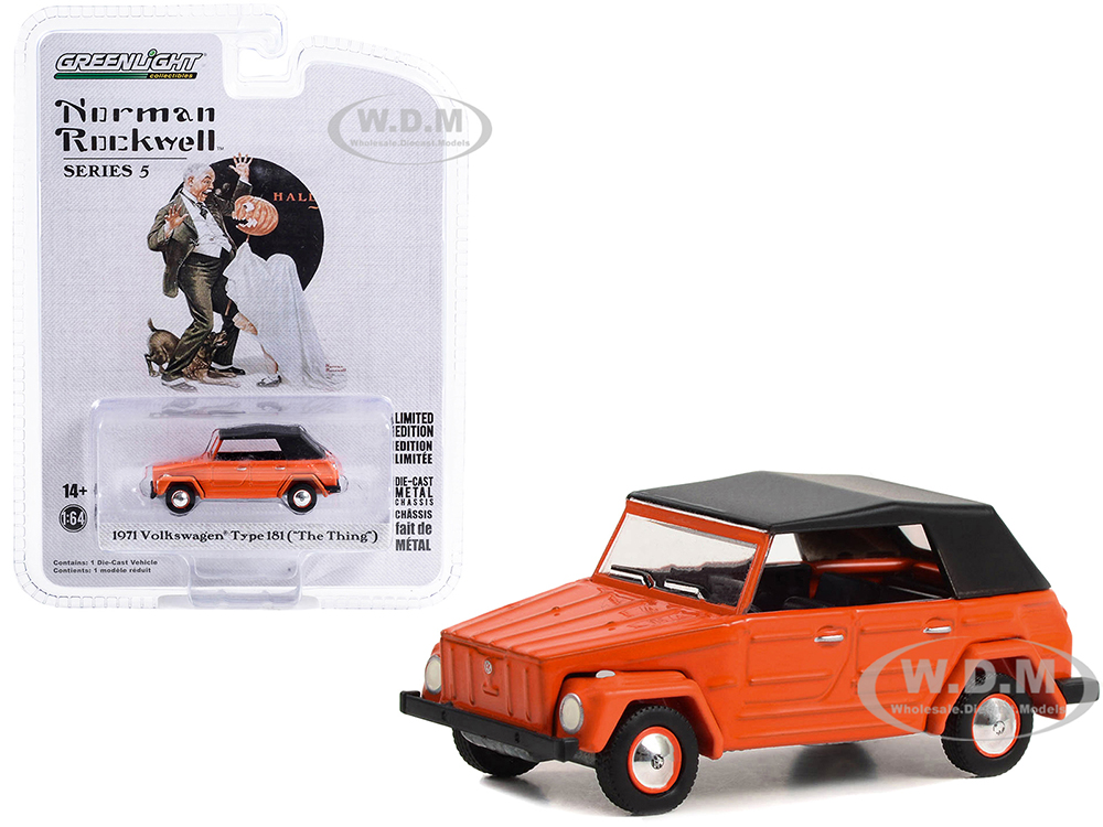 1971 Volkswagen Thing (Type 181) Orange with Black Top Trick or Treat Norman Rockwell Series 5 1/64 Diecast Model Car by Greenlight