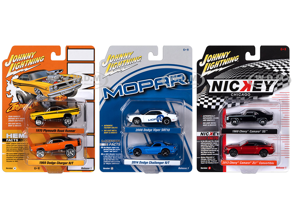 Johnny Lightning "2-Packs" 2023 Set A of 6 pieces Release 1 1/64 Diecast Model Cars by Johnny Lightning