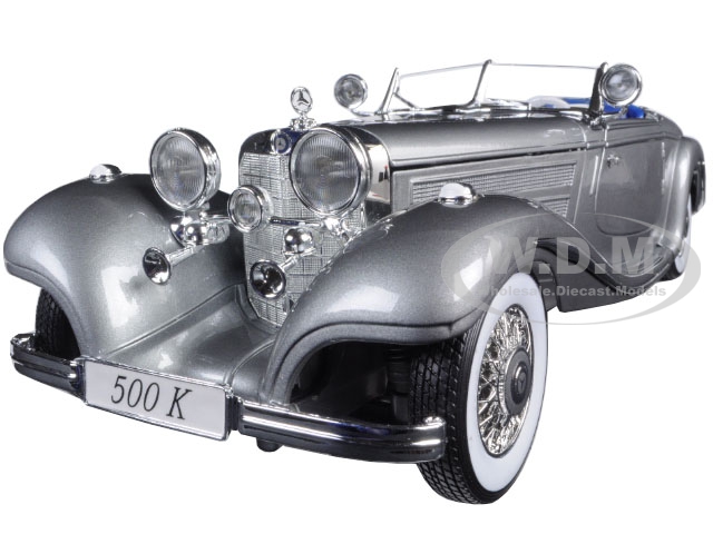 1936 Mercedes 500k Special Roadster Grey 1/18 Diecast Model Car By Maisto