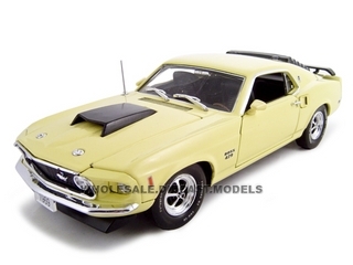 1969 Ford Mustang Boss 429 Yellow 1/24 Diecast Car by Unique Replicas