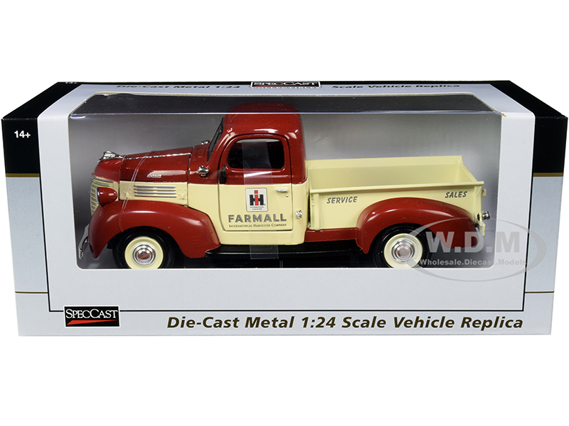 1941 Plymouth Pickup Truck Farmall Red and Yellow 1/24 Diecast Model Car by SpecCast