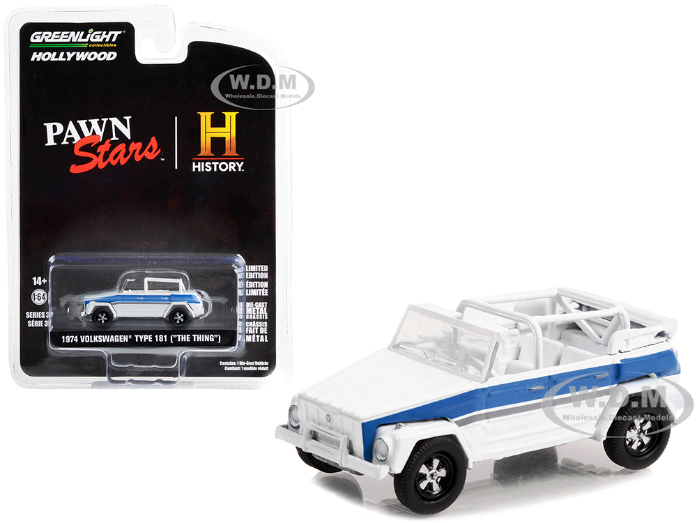 1974 Volkswagen Thing (Type 181) White with Blue Stripes "Pawn Stars" (2009-Current) TV Series "Hollywood Series" Release 37 1/64 Diecast Model Car b