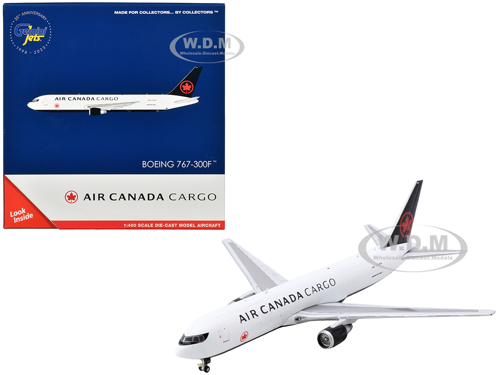 Boeing 767-300F Commercial Aircraft Air Canada Cargo (C-GXHM) White with Black Tail 1/400 Diecast Model Airplane by GeminiJets