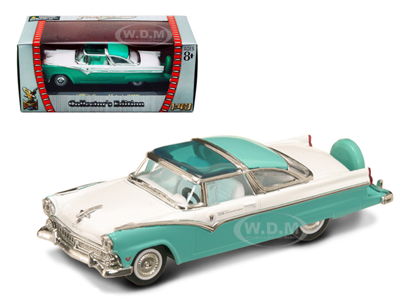 1955 Ford Crown Victoria Green and White 1/43 Diecast Model Car by Road Signature