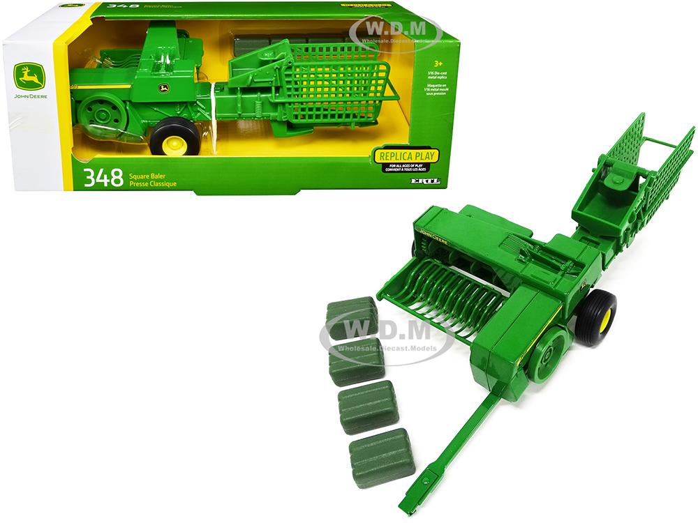 Image of John Deere 348 Square Baler with 4 Bales 1/16 Diecast Model by ERTL TOMY