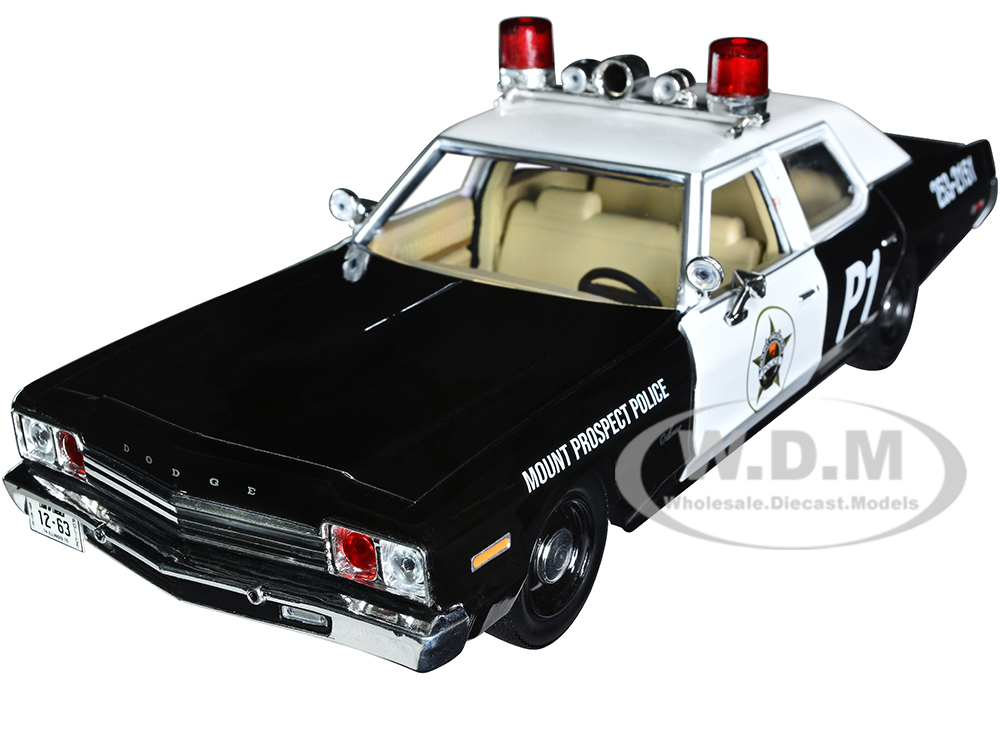 1974 Dodge Monaco Police Black and White "Mount Prospect Police Department Mount Prospect Illinois" "Hot Pursuit" Series 1/24 Diecast Model Car by Gr
