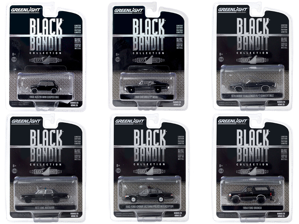 "Black Bandit" 6 piece Set Series 23 1/64 Diecast Model Cars by Greenlight