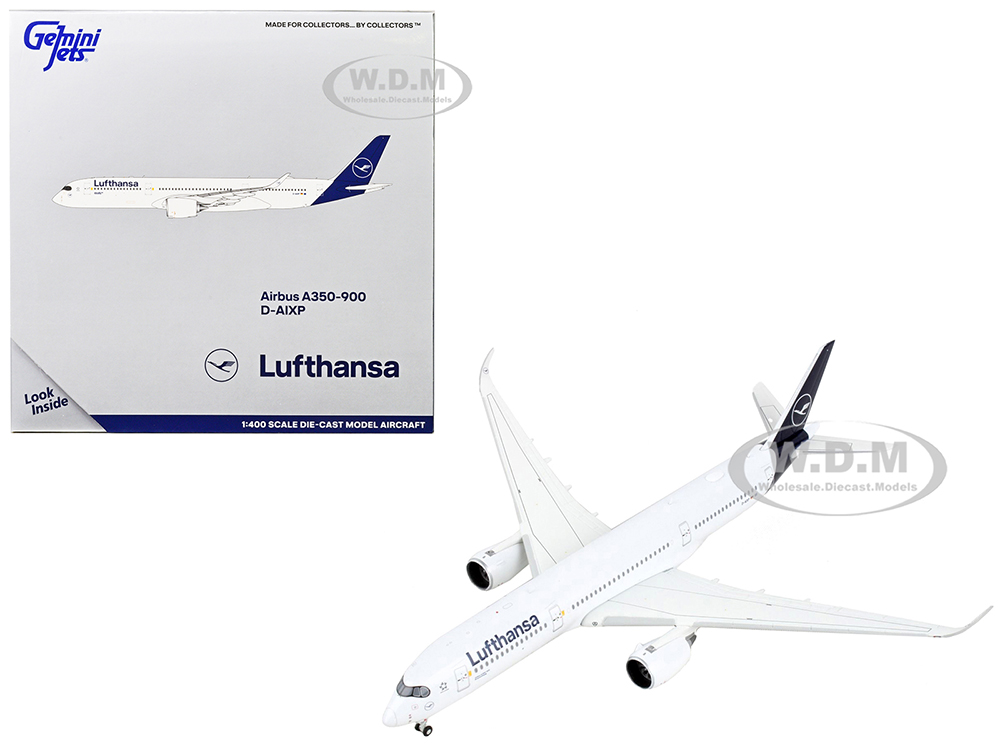Airbus A350-900 Commercial Aircraft Lufthansa - D-AIXP White with Dark Blue Tail 1/400 Diecast Model Airplane by GeminiJets