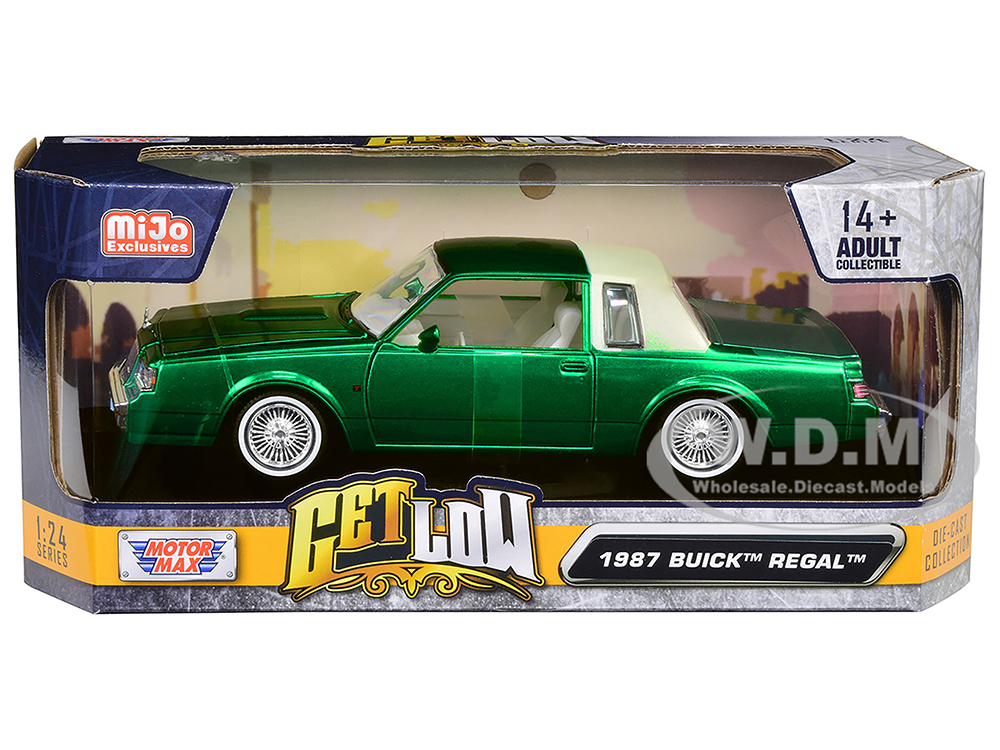 1987 Buick Regal Green Metallic With White Interior Get Low Series 1/24 Diecast Model Car By Motormax