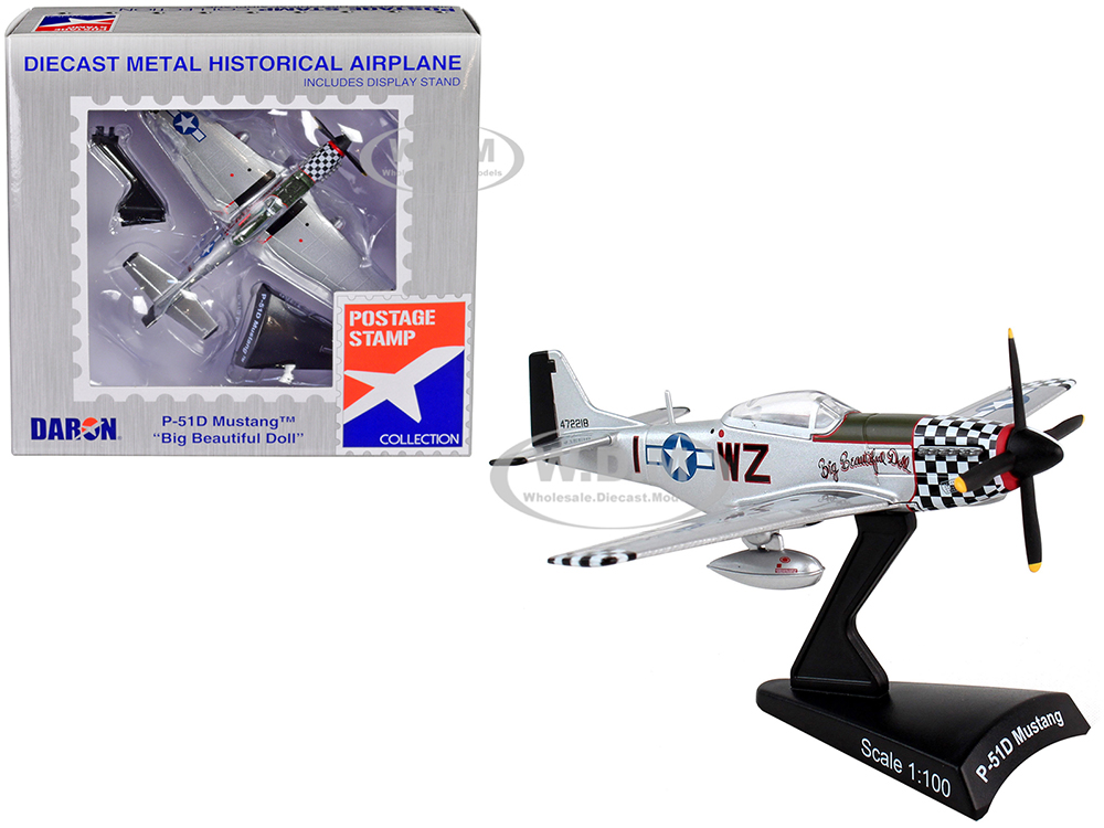 North American P-51D Mustang Fighter Aircraft Big Beautiful Doll United States Army Air Forces 1/100 Diecast Model Airplane by Postage Stamp