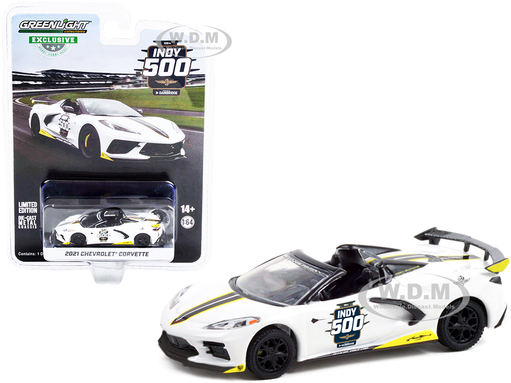 2021 Chevrolet Corvette C8 Stingray Convertible White Official Pace Car "105th Running of the Indianapolis 500" (2021) "Hobby Exclusive" 1/64 Diecast
