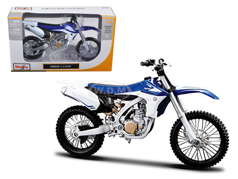 Yamaha YZ450F Blue and White 1/12 Diecast Motorcycle Model by Maisto