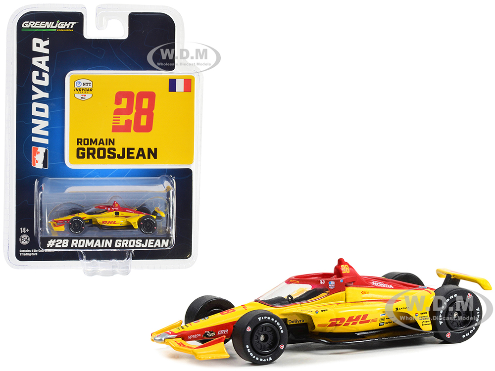 Dallara IndyCar #28 Romain Grosjean DHL Andretti Autosport NTT IndyCar Series (2023) 1/64 Diecast Model Car by Greenlight