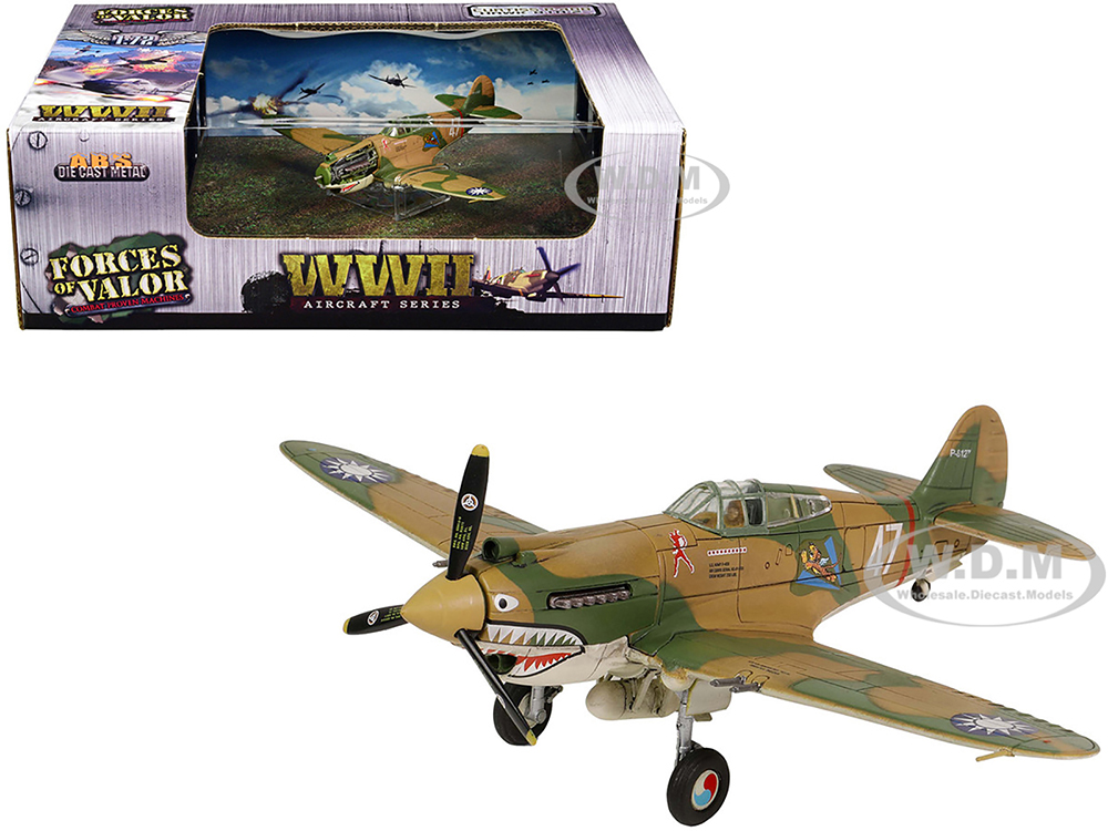 Curtiss P-40B HAWK 81A-2 Aircraft Fighter 3rd Pursuit Squadron American Volunteer Group P-8127 Serial : 47 China (June 1942) WW2 Aircrafts Series 1/72 Diecast Model by Forces of Valor
