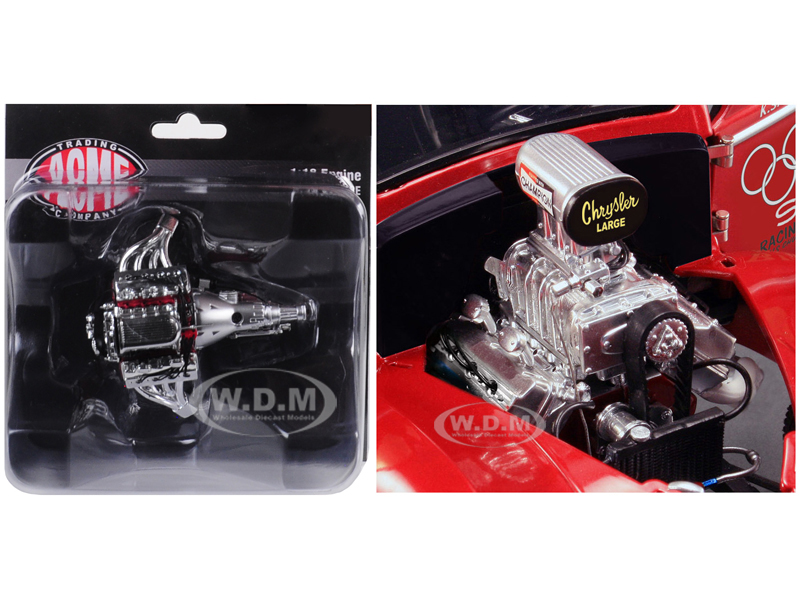 Image of Engine and Transmission Replica Blown 426 Hemi Drag from 1941 Gasser 1/18 by ACME