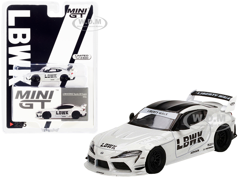 Toyota GR Supra LB WORKS Off White Metallic with Black Top Limited Edition to 2400 pieces Worldwide 1/64 Diecast Model Car by True Scale Miniatures