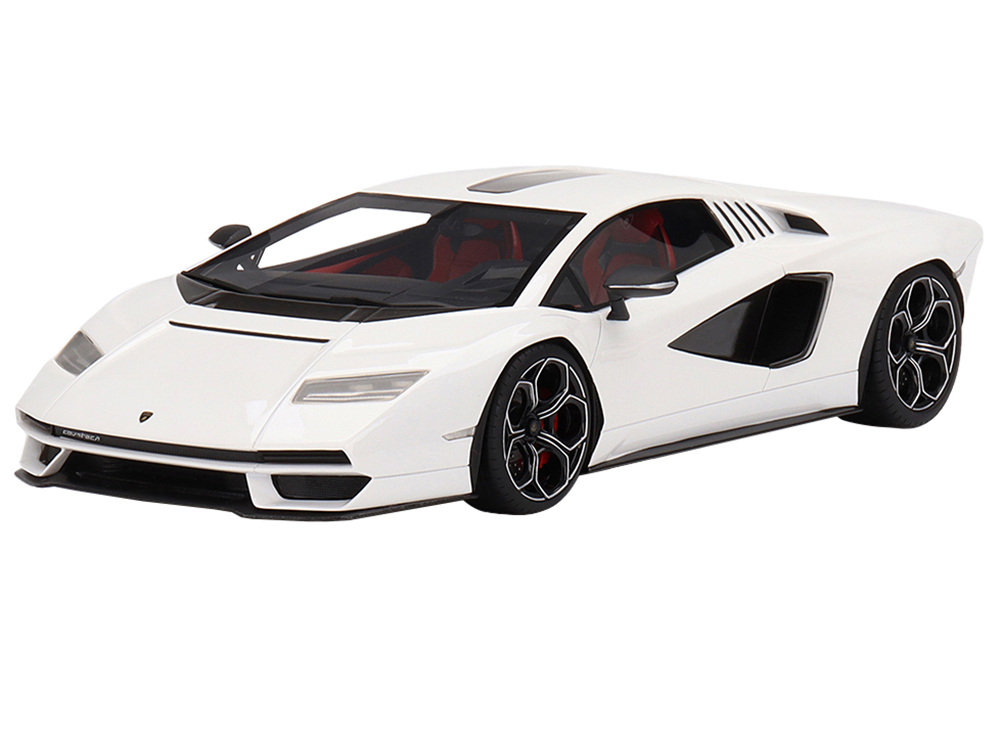Lamborghini Countach LPI 800-4 Bianco Siderale White with Black Accents 1/18 Model Car by Top Speed