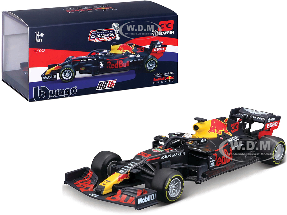 Aston Martin Red Bull Racing RB16 33 Max Verstappen Winner Formula One F1 Abu Dhabi GP (2020) 1/43 Diecast Model Car by Bburago