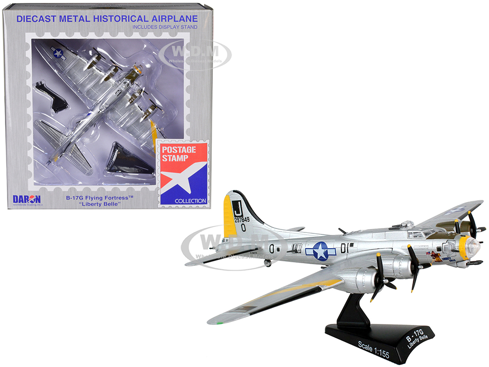 Boeing B-17G Flying Fortress Bomber Aircraft "Liberty Belle" United States Army Air Force 1/155 Diecast Model Airplane by Postage Stamp