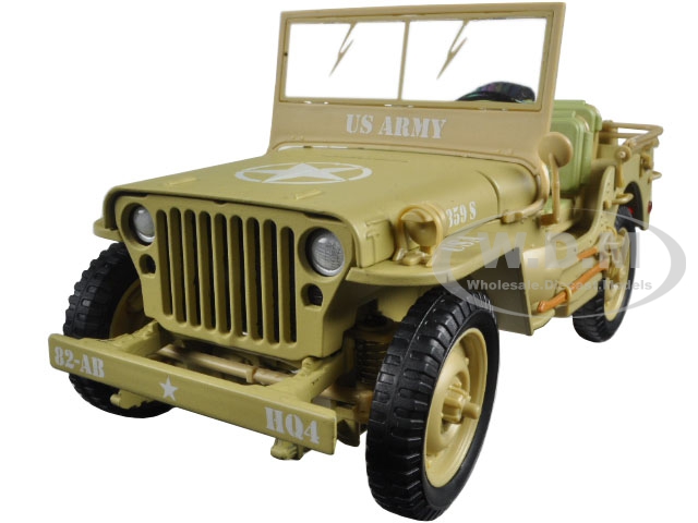 Us Army Wwii Jeep Vehicle Desert Color 1/18 Diecast Model Car By American Diorama
