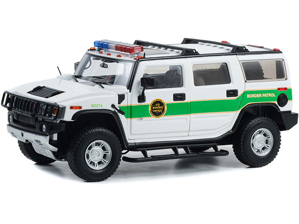 2003 Hummer H2 White U.S Border Patrol 1/18 Diecast Model Car by Highway 61