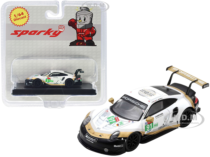 Image of Porsche 911 RSR 91 Porsche GT Team 2nd LMGTE Pro Class 24 Hours of Le Mans (2019) 1/64 Diecast Model Car by Sparky