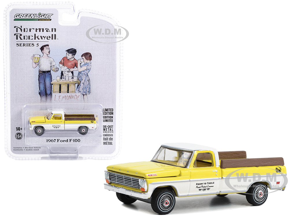 1967 Ford F-100 Pickup Truck Yellow and White with Yellow Interior "Farm to Table Fresh Picked Lemons" "Norman Rockwell" Series 5 1/64 Diecast Model