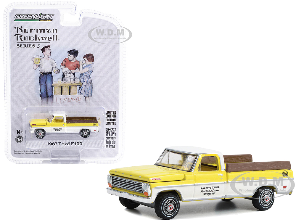 1967 Ford F-100 Pickup Truck Yellow and White with Yellow Interior 
