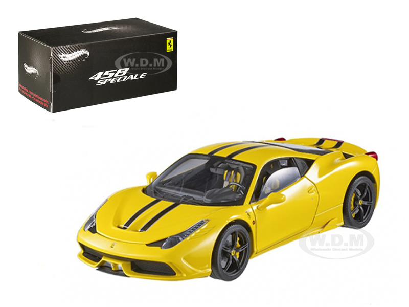 Ferrari 458 Italia Speciale Yellow Elite Edition 1/43 Diecast Car Model by Hot Wheels