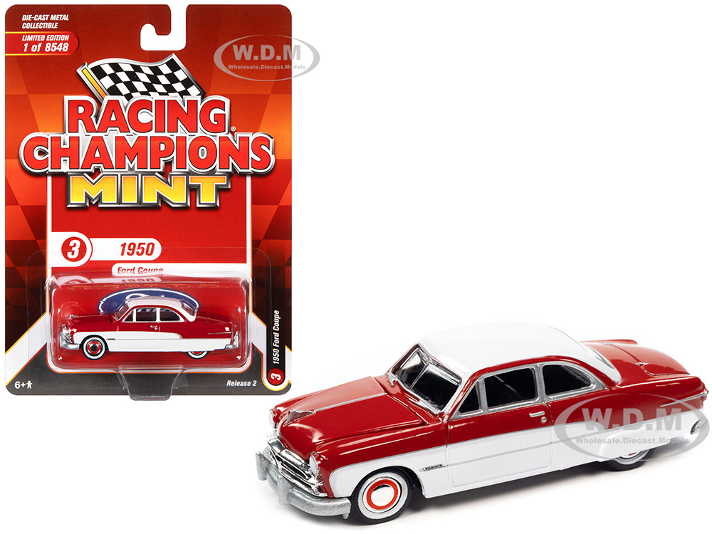 1950 Ford Coupe Red and White Racing Champions Mint 2022 Release 2 Limited Edition to 8548 pieces Worldwide 1/64 Diecast Model Car by Racing Champions