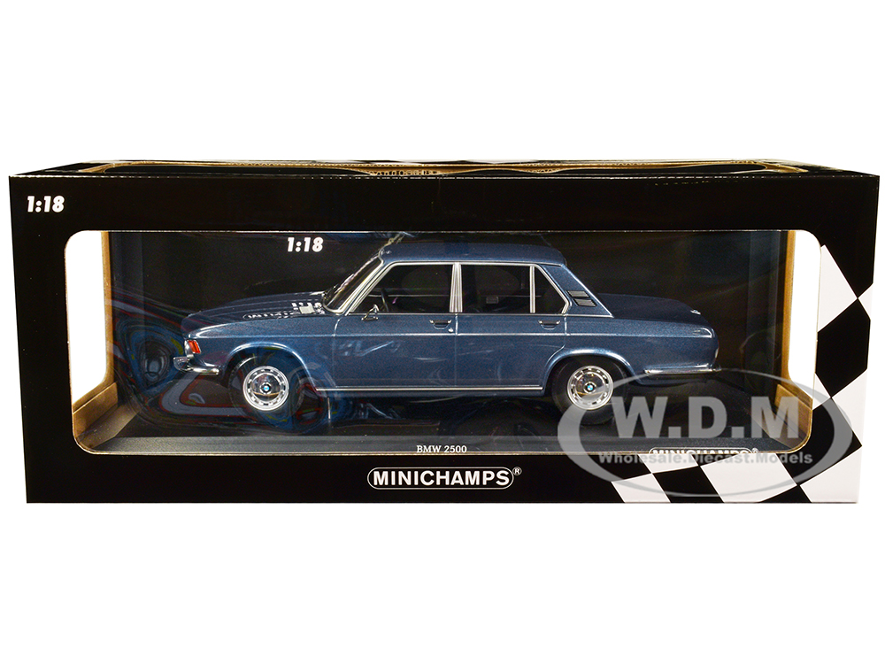 1968 BMW 2500 Blue Metallic Limited Edition to 504 pieces Worldwide 1/18 Diecast Model Car by Minichamps