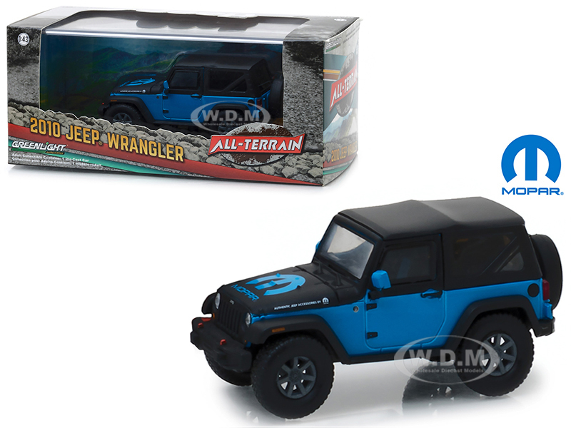 2010 Jeep Wrangler "the General" Mopar Blue And Black In Display Showcase 1/43 Diecast Model Car By Greenlight