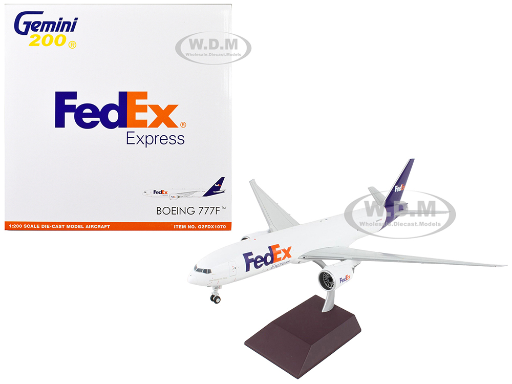 Boeing 777F Commercial Aircraft Fedex (Federal Express) (N889FD) White with Purple Tail Gemini 200 Series 1/200 Diecast Model Airplane by GeminiJets