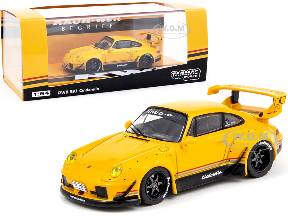 Image of Porsche RWB 993 "Cinderella" 6 Yellow (Thailand Exclusive) "RAUH-Welt BEGRIFF" 1/64 Diecast Model Car by Tarmac Works