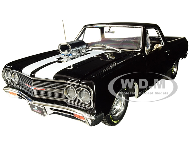 1965 Chevrolet El Camino "drag Outlaw" Black With White Stripes Limited Edition To 564 Pieces Worldwide 1/18 Diecast Model Car By Acme