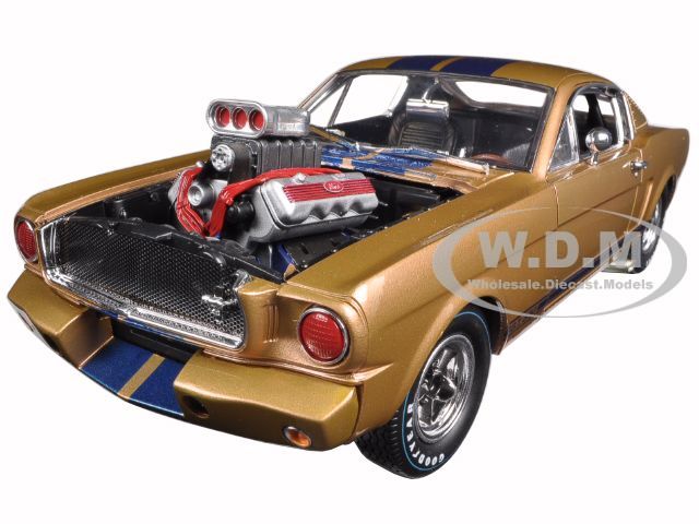 1965 Ford Shelby Mustang GT 350R Gold/Blue 1/18 Diecast Car Model by Shelby Collectibles