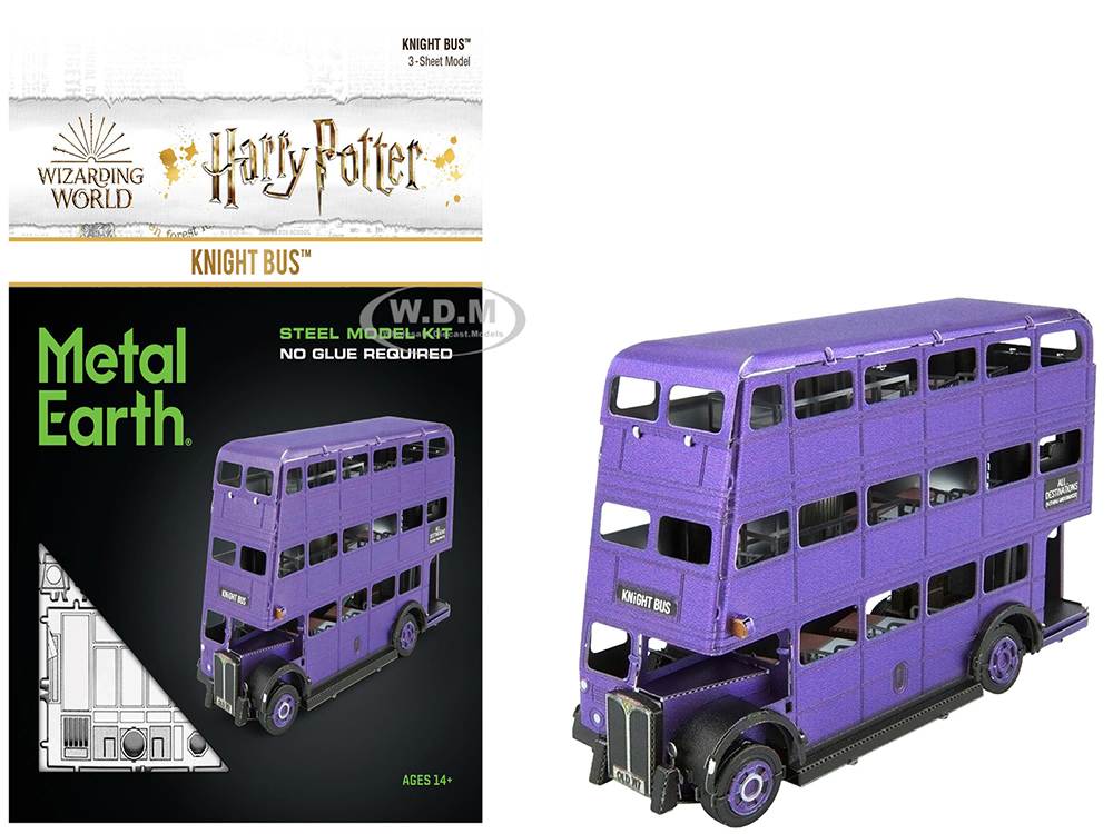 Model Kit Knight Bus Purple "Harry Potter and the Prisoner of Azkaban" (2004) Movie (Moderate Difficulty) Steel Model by Metal Earth