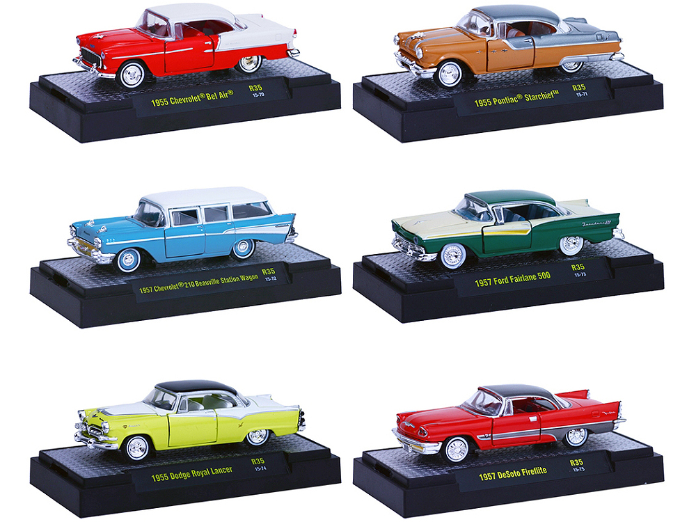 Auto Thentics 6 Cars Set Release 35 IN DISPLAY CASES 1/64 Diecast Model Cars by M2 Machines