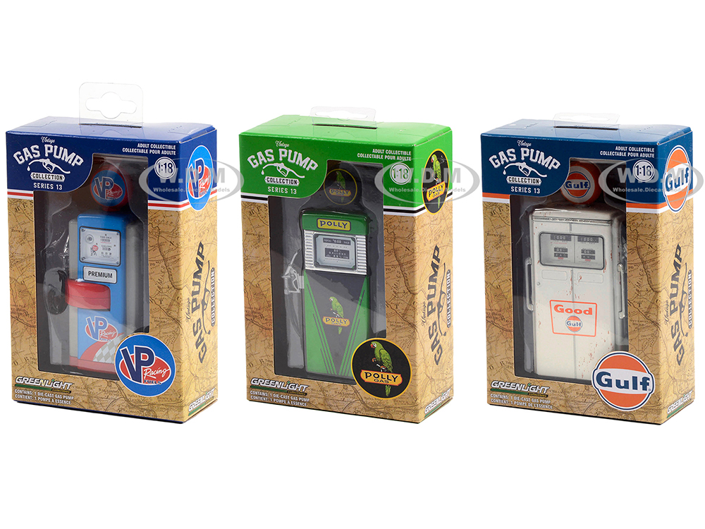 "Vintage Gas Pump" Set of 3 Pumps Series 13 1/18 Diecast Models by Greenlight