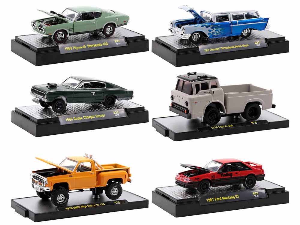 "Auto-Thentics" 6 piece Set Release 72 IN DISPLAY CASES Limited Edition to 9600 pieces Worldwide 1/64 Diecast Model Cars by M2 Machines