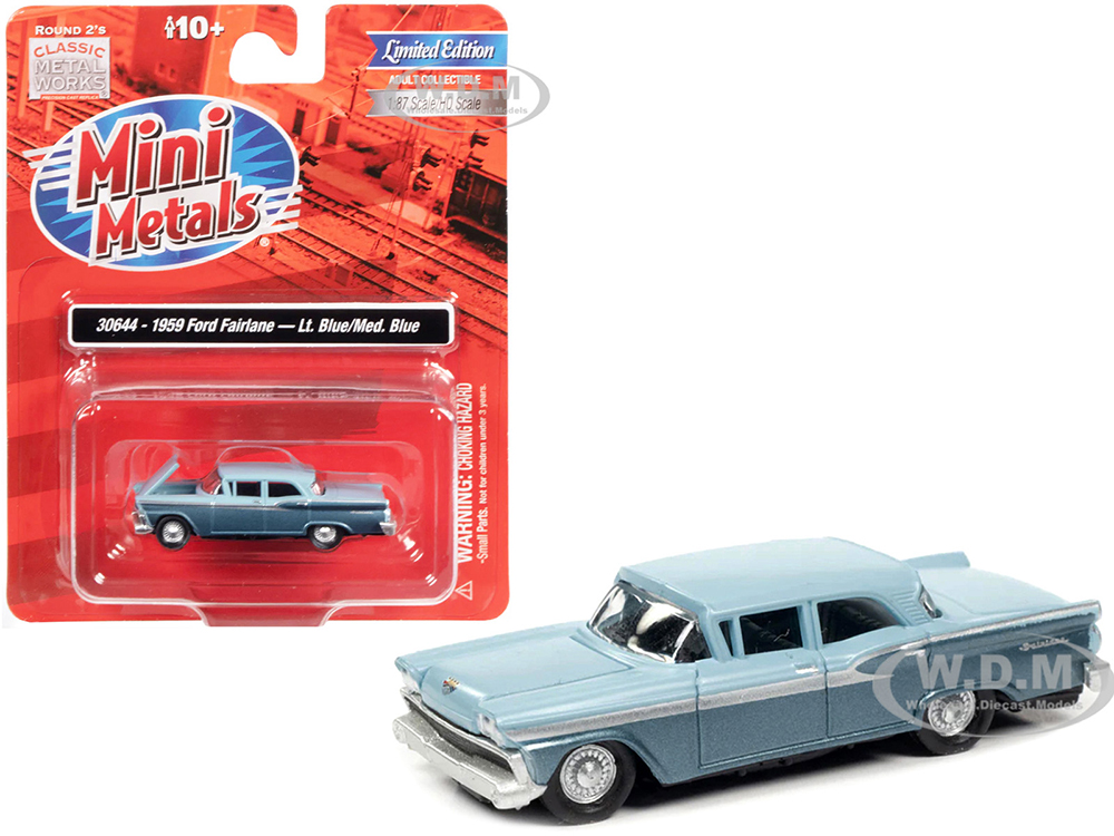 1959 Ford Fairlane Wedgewood Blue and Surf Blue Metallic Two-Tone 1/87 (HO) Scale Model Car by Classic Metal Works