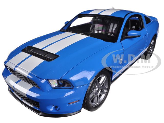 2010 Ford Shelby Mustang Gt500 Blue 1/18 Diecast Car Model By Shelby Collectibles
