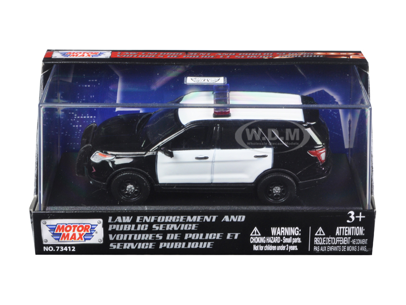 2015 Ford Police Interceptor Utility Plain Black and White 1/43 Diecast Model Car by Motormax