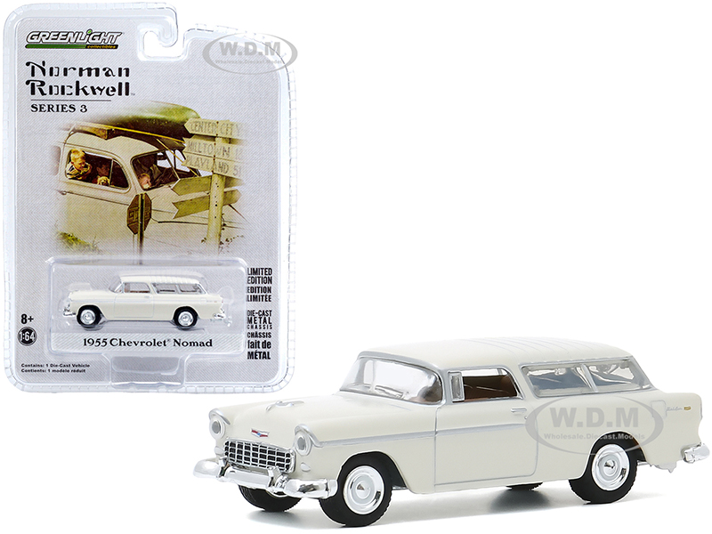 Image of 1955 Chevrolet Nomad Cream "Norman Rockwell" Series 3 1/64 Diecast Model Car by Greenlight