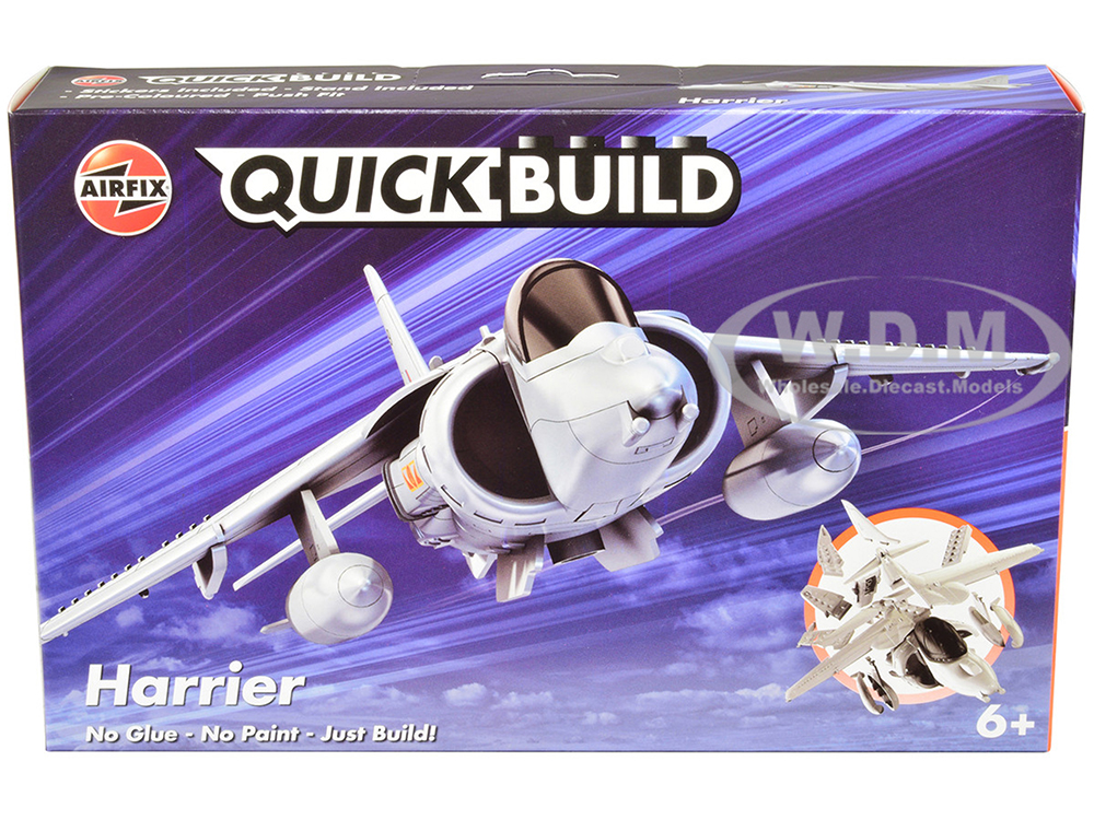 Skill 1 Model Kit Harrier Jump Jet Snap Together Painted Plastic Model Airplane Kit by Airfix Quickbuild
