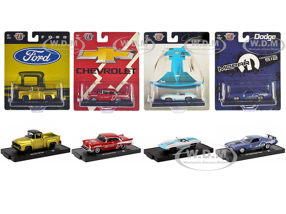 Auto-Drivers Set of 4 pieces in Blister Packs Release 100 Limited Edition to 9600 pieces Worldwide 1/64 Diecast Model Cars by M2 Machines