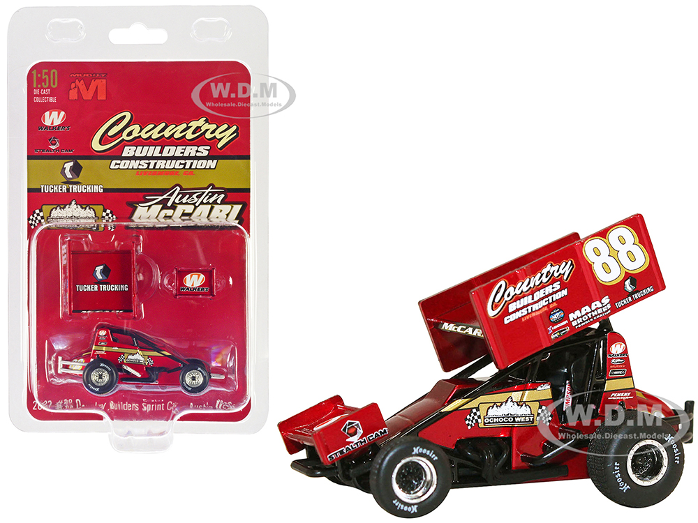 Winged Sprint Car 88 Austin McCarl "Country Builders Construction" Country Builders Racing "World of Outlaws" (2023) 1/50 Diecast Model Car by ACME